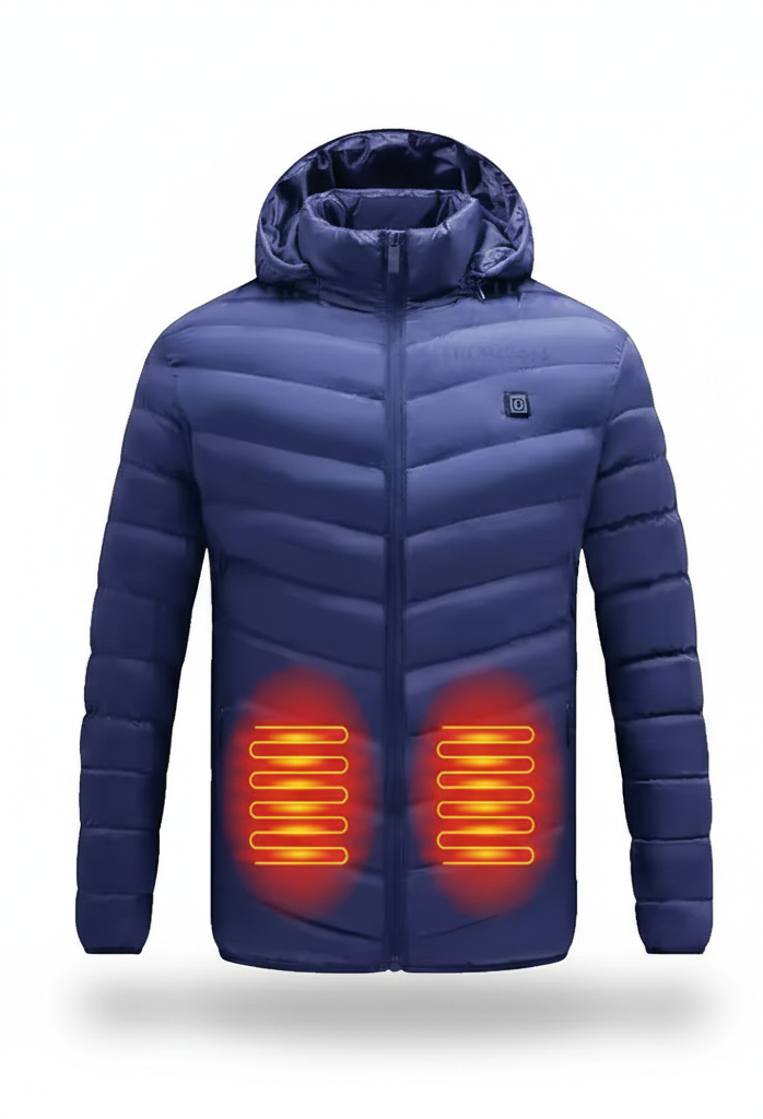 USB Heated Winter Jacket with Targeted Heat Zones