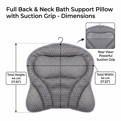 Full Back & Neck Bath Support Pillow with Suction Grip