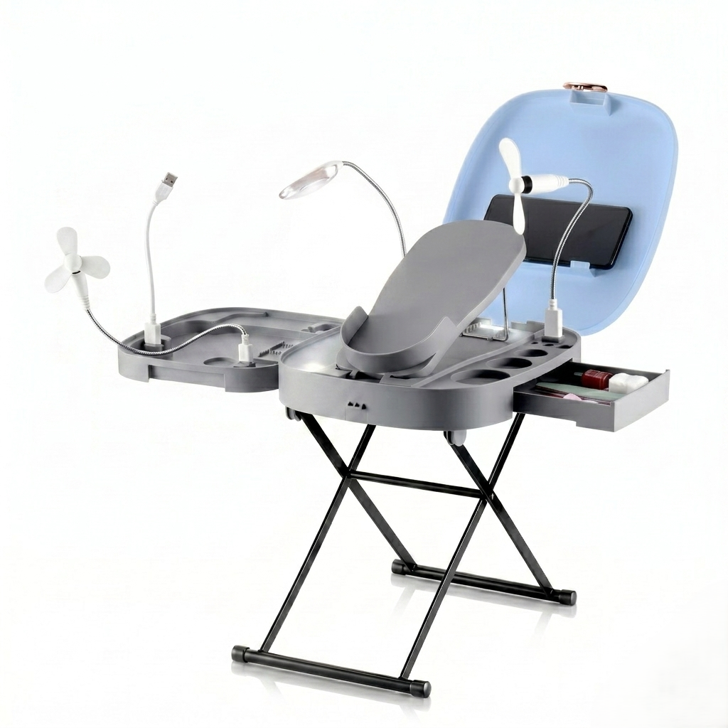Adjustable Foot Care Station – Elevated Comfort Platform with Light & Mirror for Easy At-Home Grooming