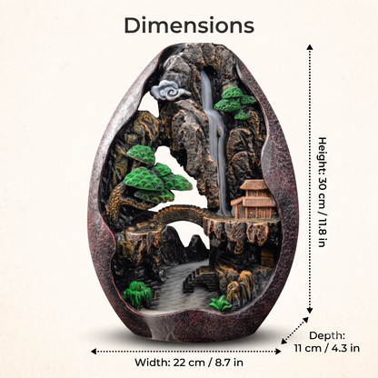 Mountain Landscape Backflow Waterfall Resin Incense Burner