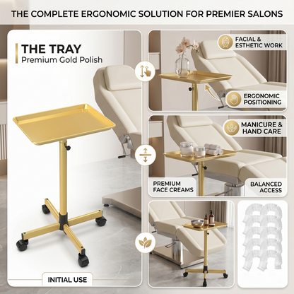 Kovelli™ Adjustable Rolling Salon Tray Cart With Protective Covers