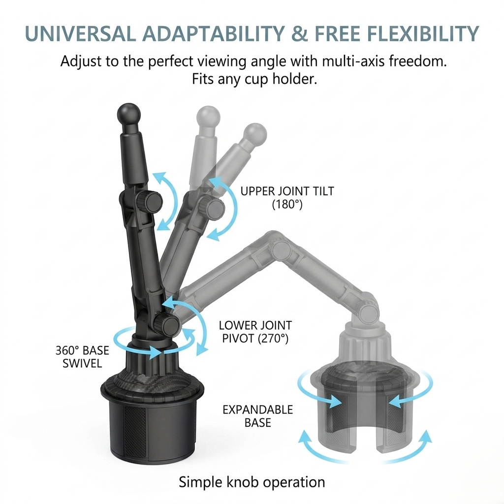 Adjustable Car & Desk Tablet Holder – Stable Hands-Free Mount for Phone & Tablet Use