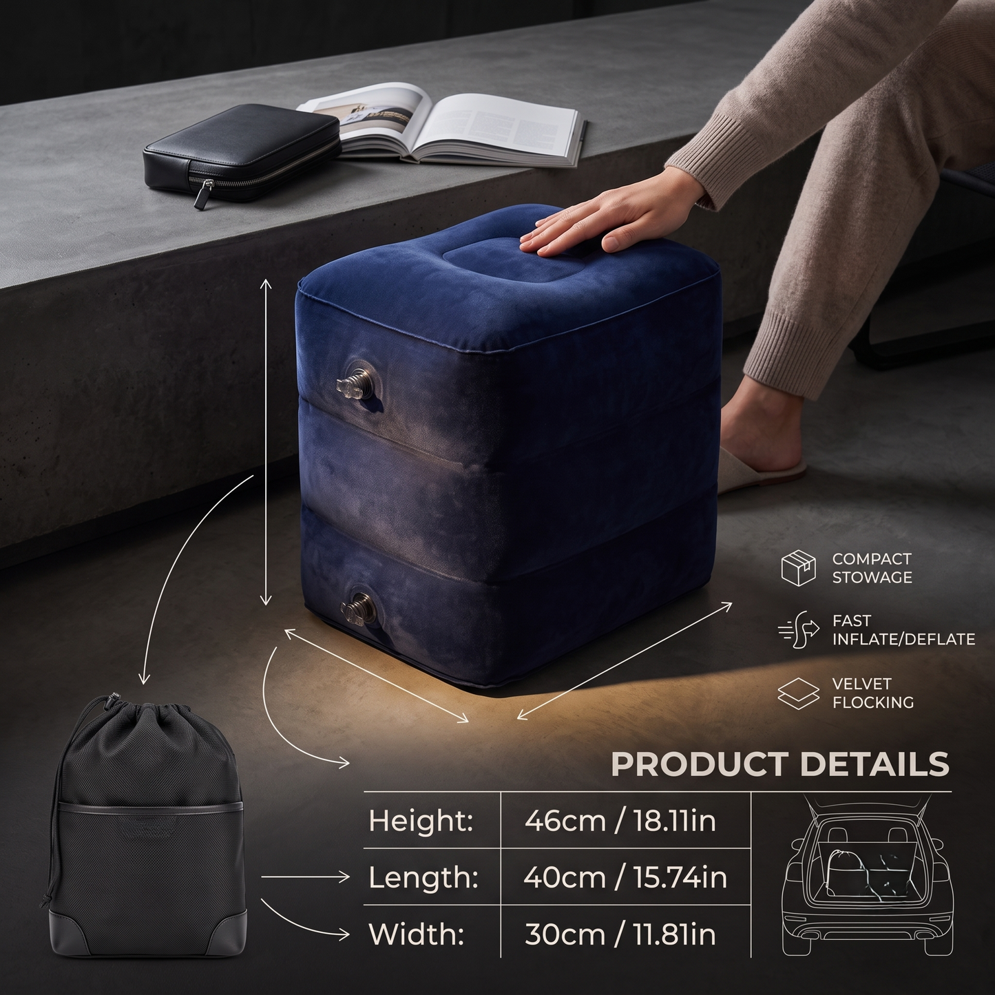 Inflatable Travel Footrest Pillow
