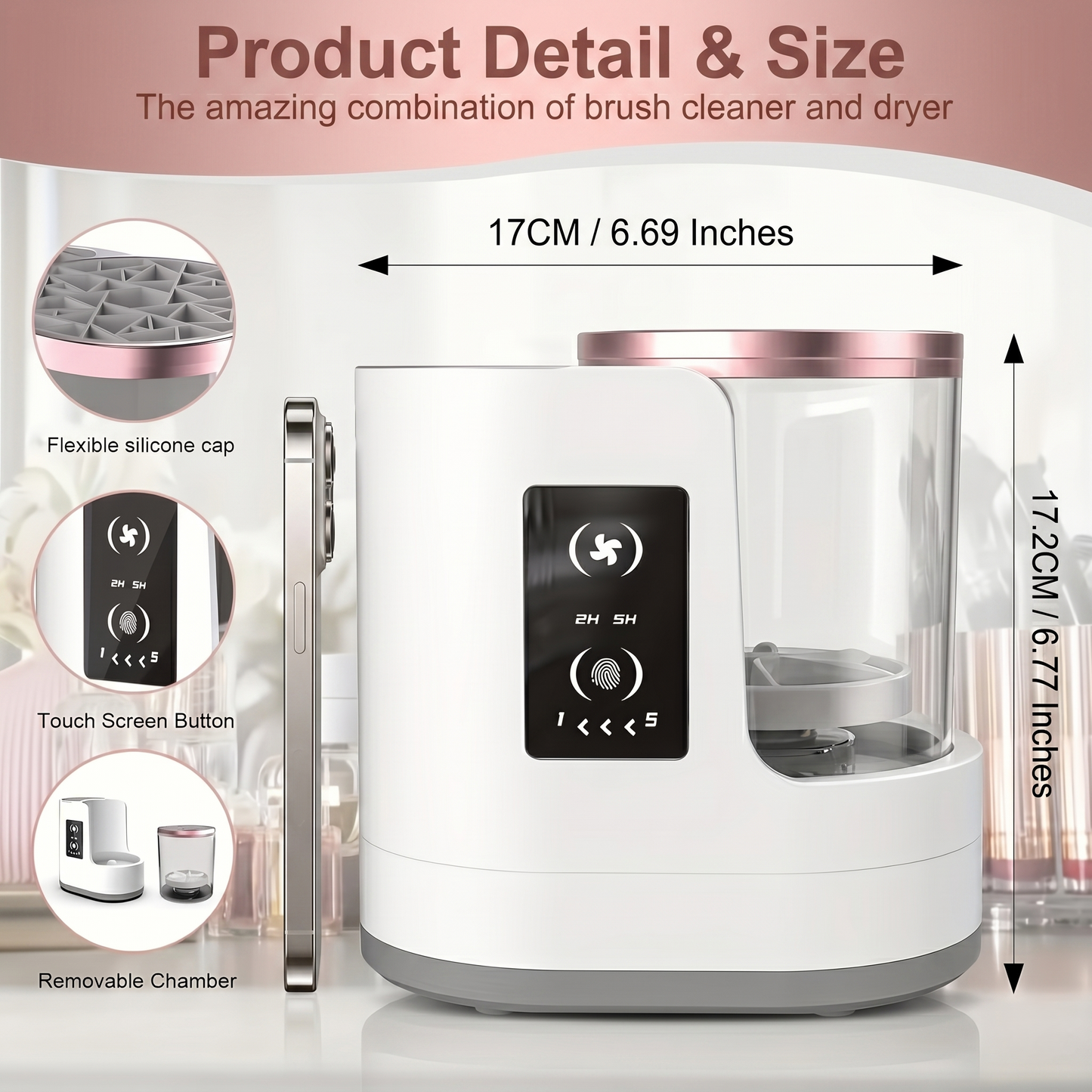 Kovelli™ Smart Makeup Brush Cleaner & Dryer – Automatic USB Cosmetic Brush Cleaning Machine