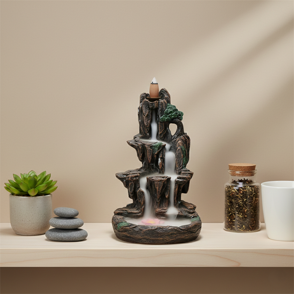 Zen Incense Holder with Mountain Landscape Design