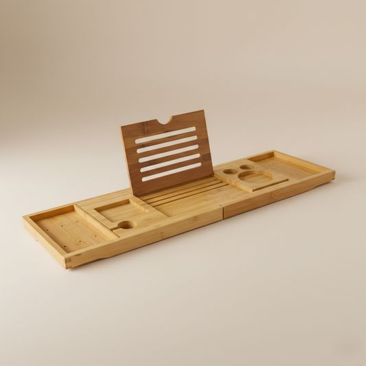 Bamboo Bath Caddy Tray for Bathtub Relaxation