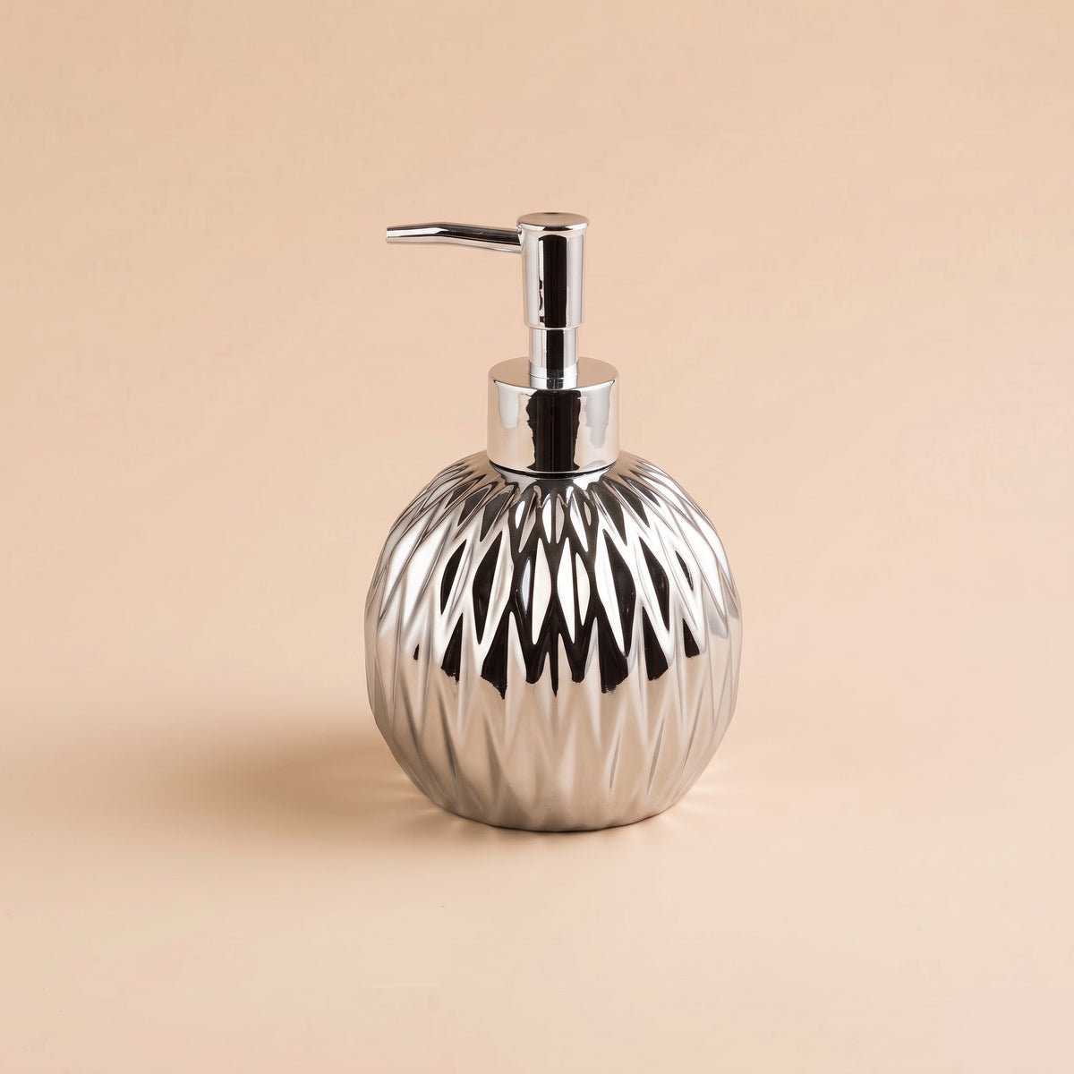 Faceted Ceramic Soap Dispenser Set with Matching Countertop Tray
