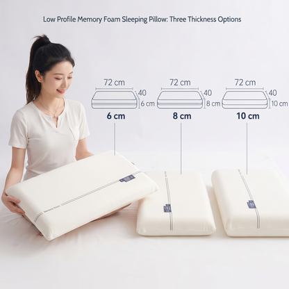 Low Profile Memory Foam Sleeping Pillow for Stomach & Combination Sleepers