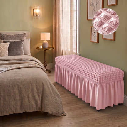 Stretch Textured Bench Cover with Ruffled Skirt