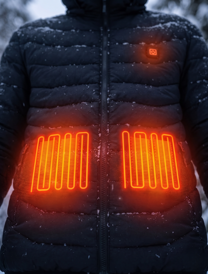 USB Heated Winter Jacket with Targeted Heat Zones