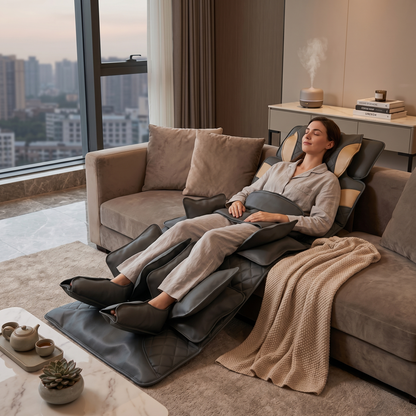 Full Body Air Compression Massage Mat With Heat & Lumbar Stretch Support