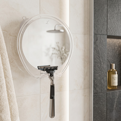 Fog-Free Shower Mirror with Razor Hook & Strong Suction Mount