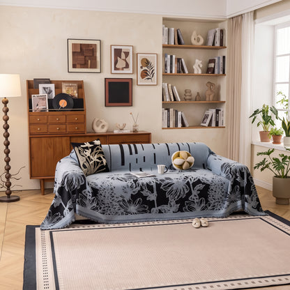 Retro Floral Fringed Sofa Cover Throw