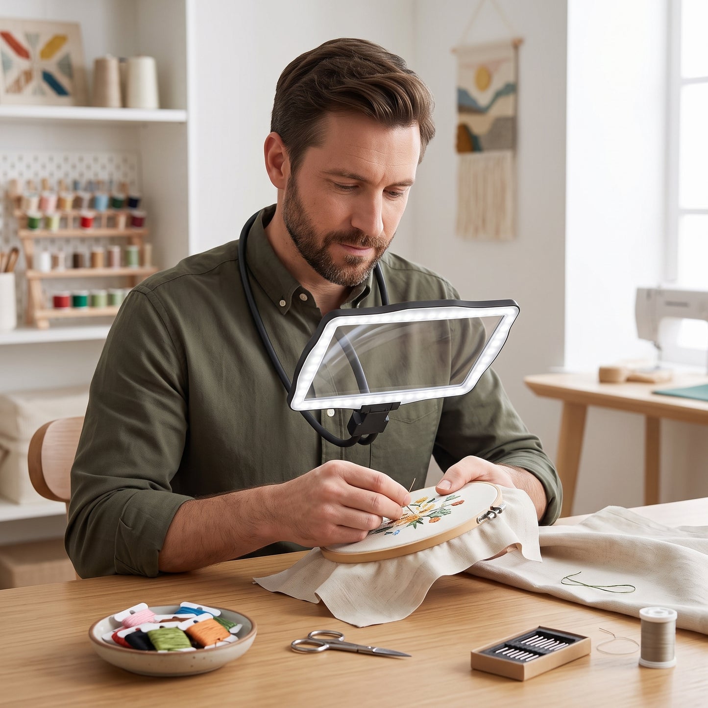 10X Hands-Free Magnifying Glass with 50 LEDs & Flexible Gooseneck