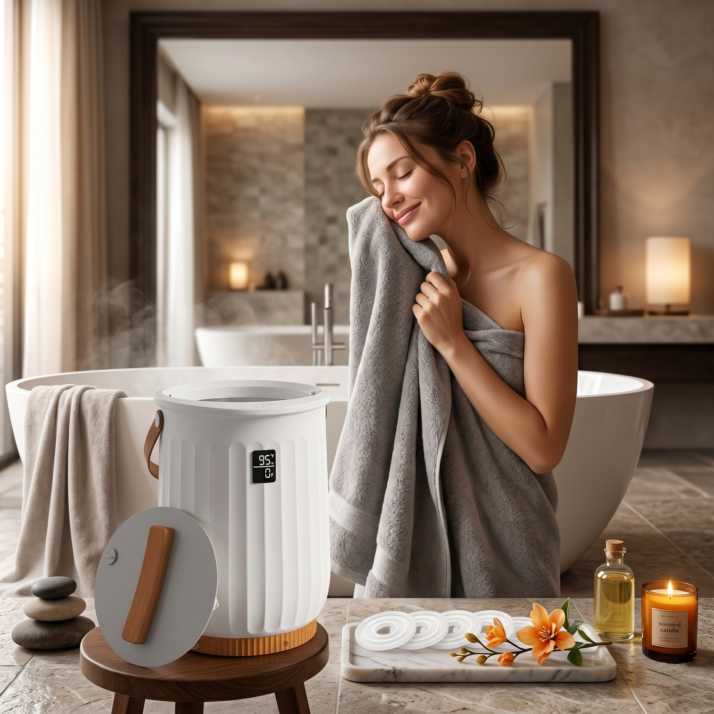 Kovelli™ Luxury Towel Warmer Bucket – Spa-Inspired Heated Towel & Blanket Warmer with Aromatherapy