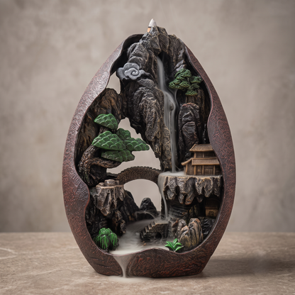 Mountain Landscape Backflow Waterfall Resin Incense Burner