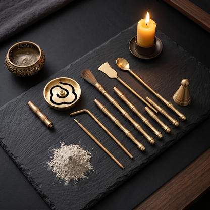Brass Incense Ritual Tool Kit For Powder & Cone Incense