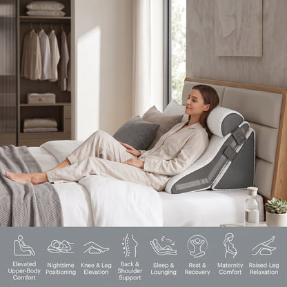 Adjustable Bed Wedge Pillow Set for Elevated Sleeping & Relaxation