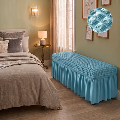 Stretch Textured Bench Cover with Ruffled Skirt
