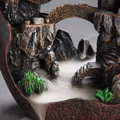 Mountain Landscape Backflow Waterfall Resin Incense Burner