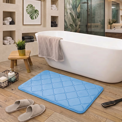 Memory Foam Bath Mat with Absorbent Quilted Surface & Non-Slip Backing