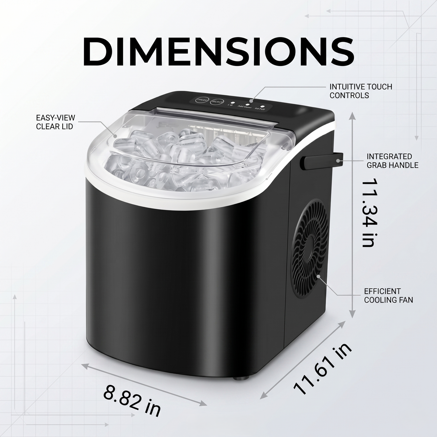 Premium Countertop Ice Maker With Fast Ice Production & Self-Cleaning Function