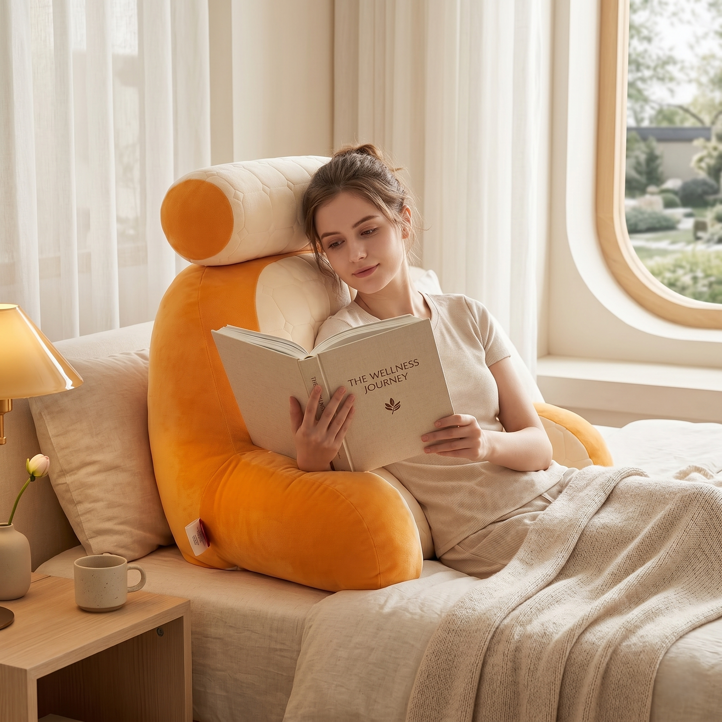 Oversized Reading Pillow With Headrest & Lumbar Support – Plush Bed Backrest Cushion For Relaxing, Reading & Gaming