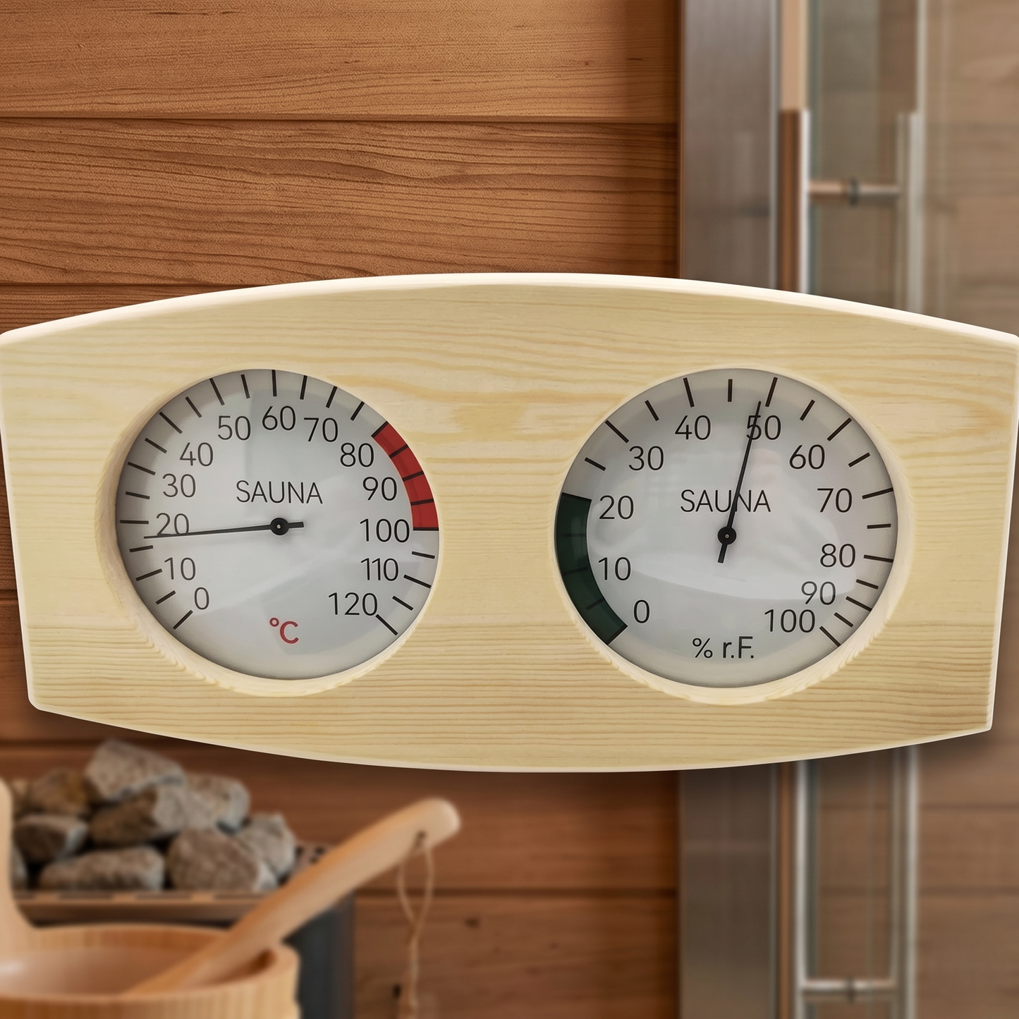 Wood Sauna Thermometer and Hygrometer Wall Mount Gauge