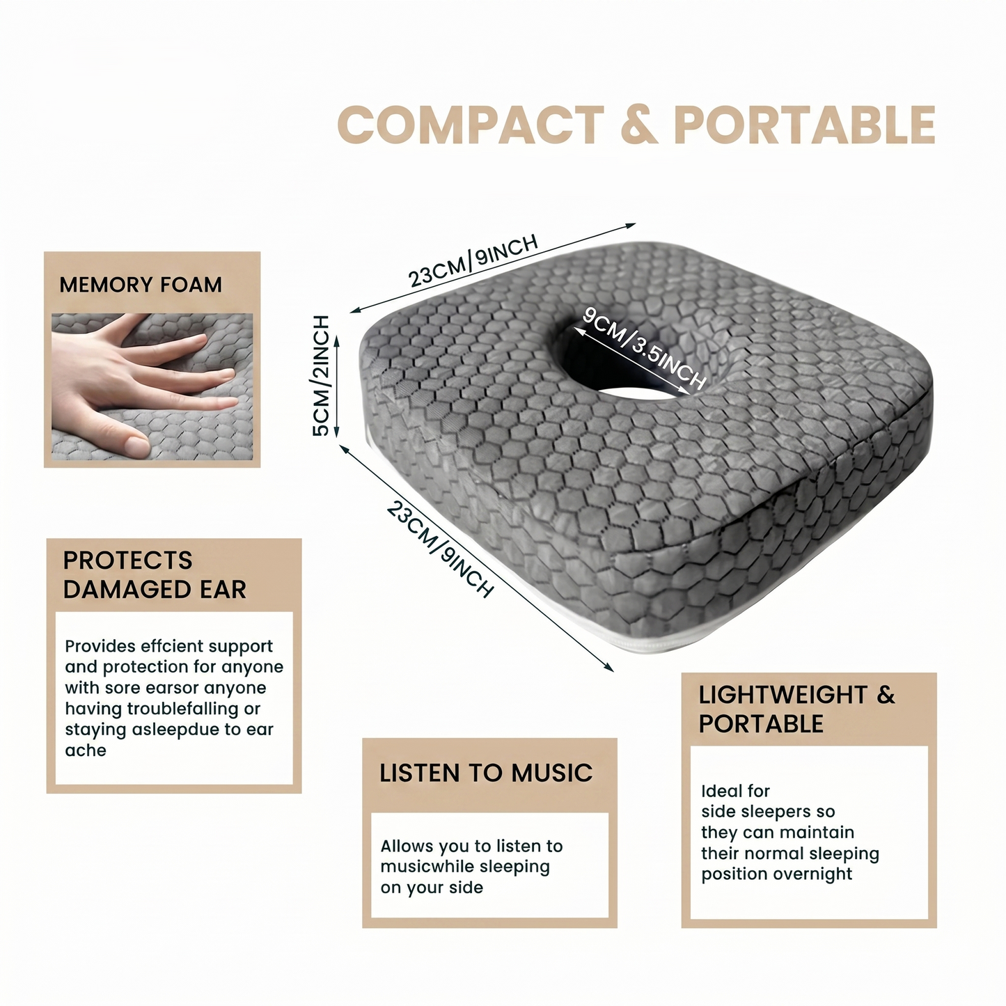 Ear Piercing Pillow for Side Sleepers