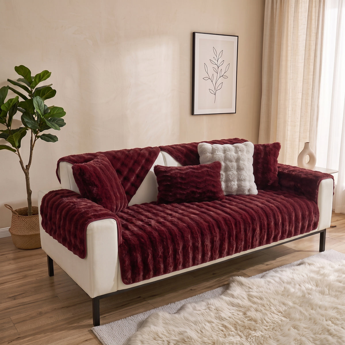 Plush Quilted Waterproof Non-Slip Modular Sofa Cover