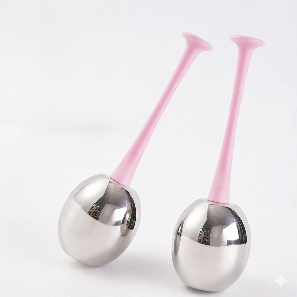Cooling Face Rollers (2-Pack) – Stainless Steel Facial Massage Tools for Daily Skin Routine
