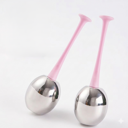 Cooling Face Rollers (2-Pack) – Stainless Steel Facial Massage Tools for Daily Skin Routine