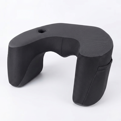 Ergonomic Lap Desk Pillow with Arm Support, Cup Holder & Side Pockets