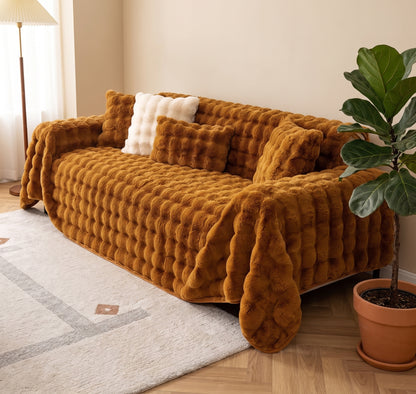 500 GSM Faux Rabbit Plush Sofa Cover Throw Blanket