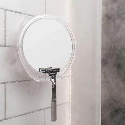 Fog-Free Shower Mirror with Razor Hook & Strong Suction Mount