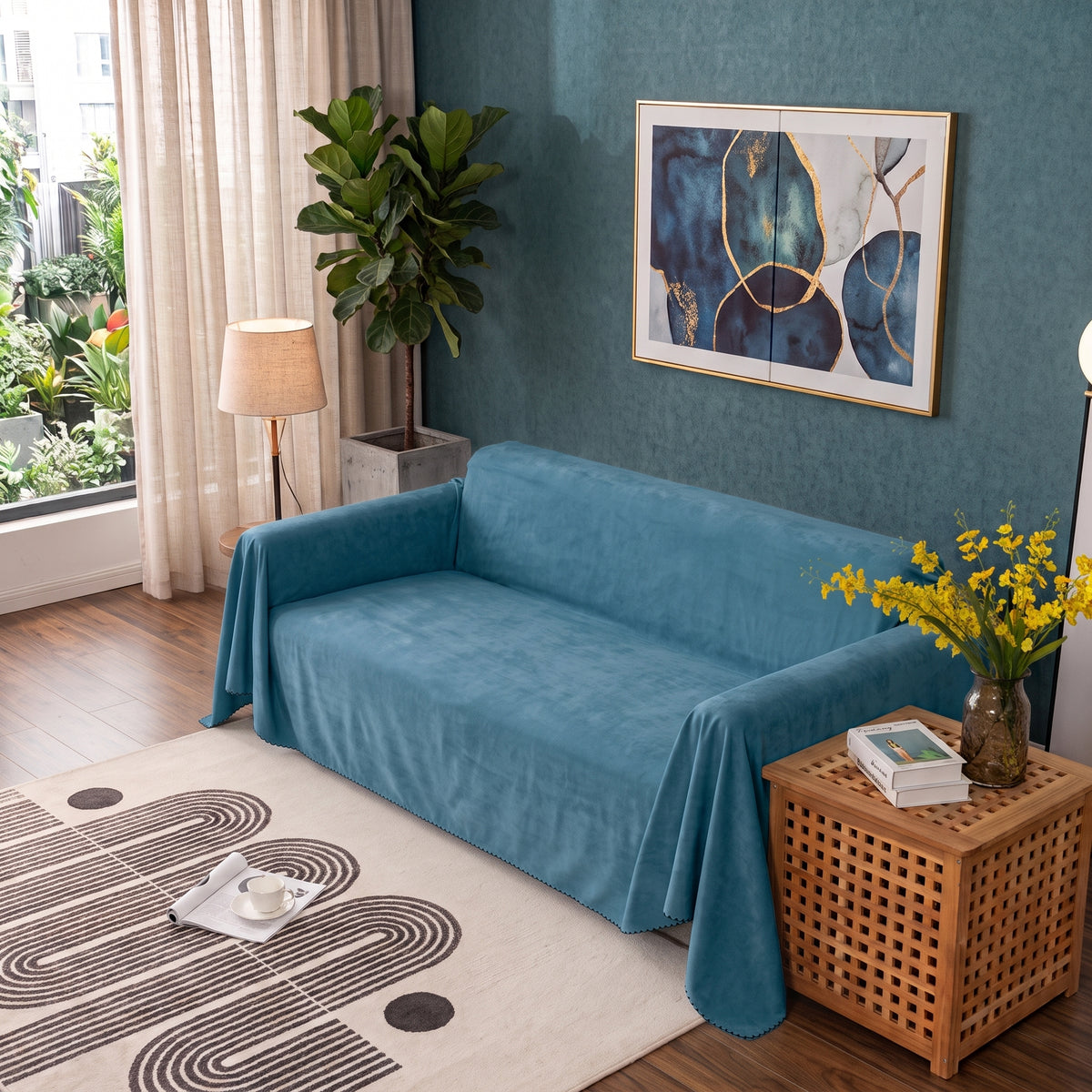 Waterproof Anti-Slip Sofa Cover Blanket with Quilted 200 GSM Polyester