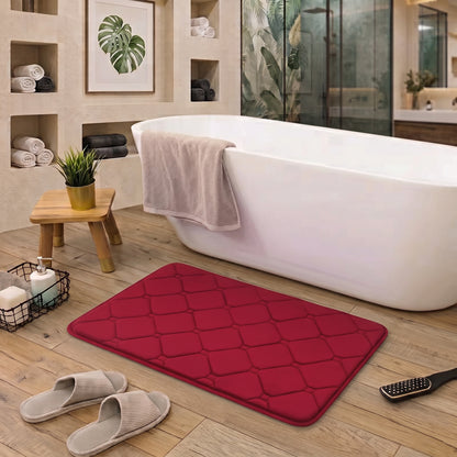 Memory Foam Bath Mat with Absorbent Quilted Surface & Non-Slip Backing