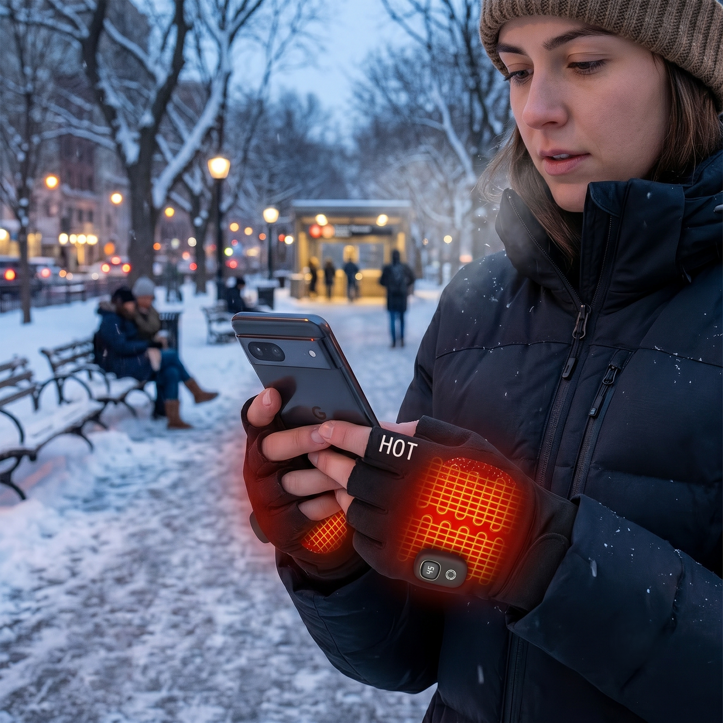 Portable Rechargeable Winter Gloves With Adjustable Heat Settings