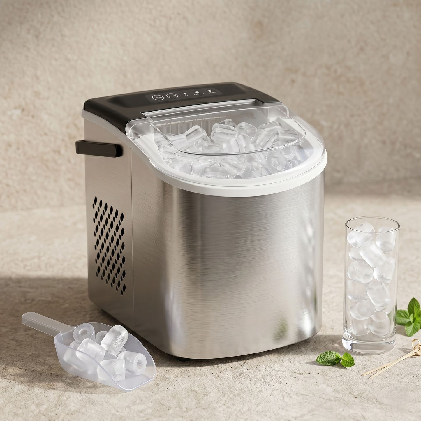 Premium Countertop Ice Maker With Fast Ice Production & Self-Cleaning Function