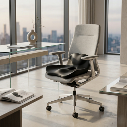 Ergonomic Memory Foam Seat Cushion Contoured Support + Optional Comfort Vibration