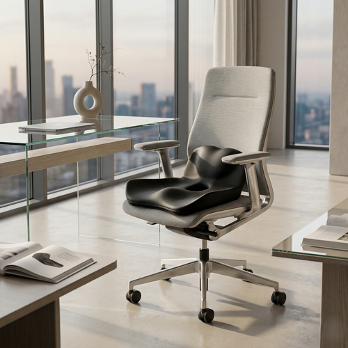 Ergonomic Memory Foam Seat Cushion Contoured Support + Optional Comfort Vibration