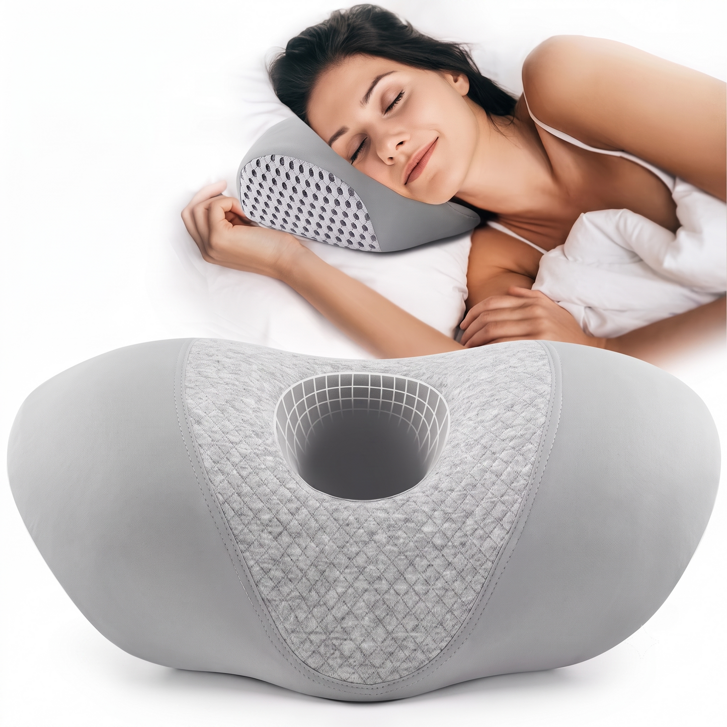 Kovelli Compact Mini Memory Foam Ear Relief Side Sleeper Pillow
