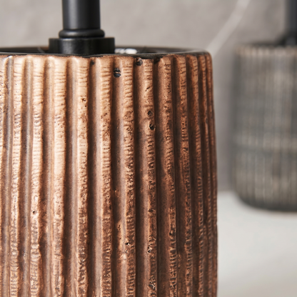 Ceramic Toilet Brush Holder Set With Modern Ribbed Design
