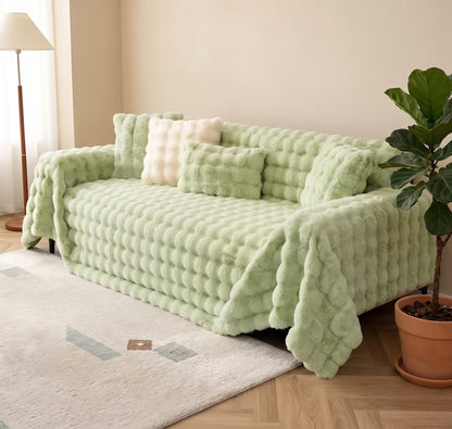 500 GSM Faux Rabbit Plush Sofa Cover Throw Blanket