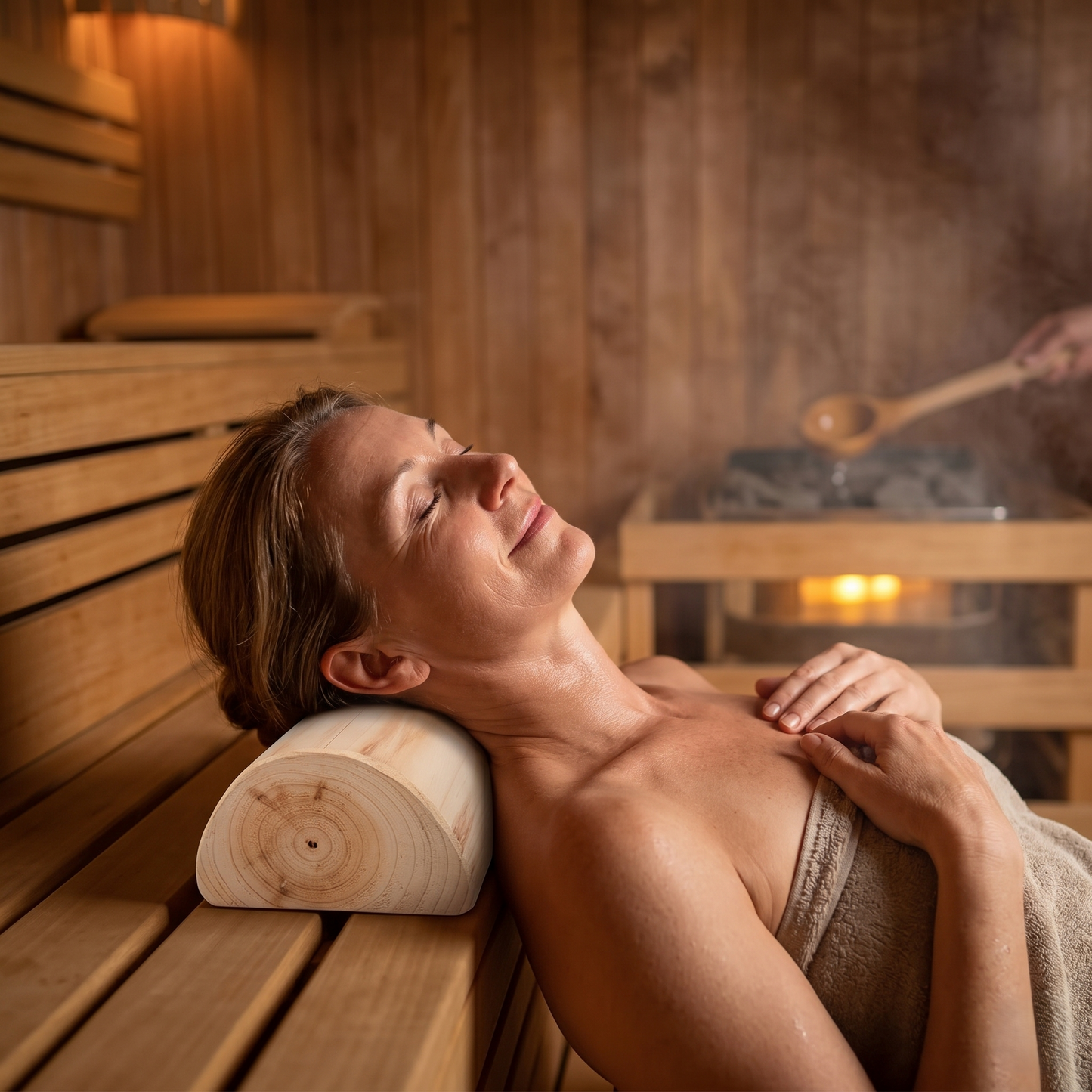 Kovelli™ Wooden Japanese Sauna Neck Rest Pillow
