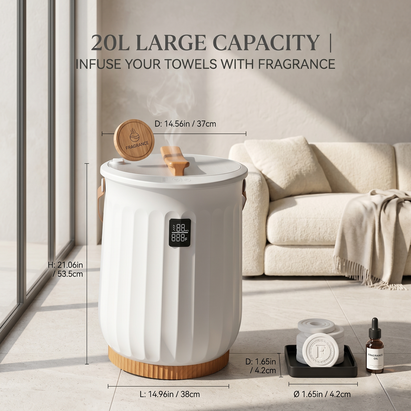 Kovelli™ Luxury Towel Warmer Bucket – Spa-Inspired Heated Towel & Blanket Warmer with Aromatherapy