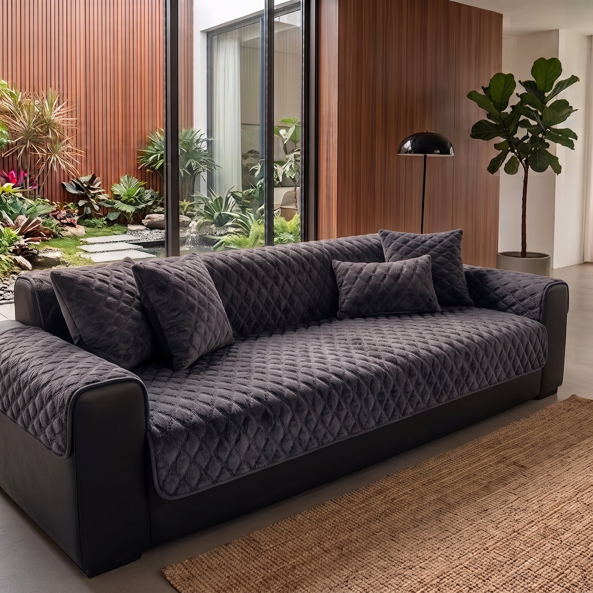 Quilted Plush Non-Slip Sofa Cover Panel