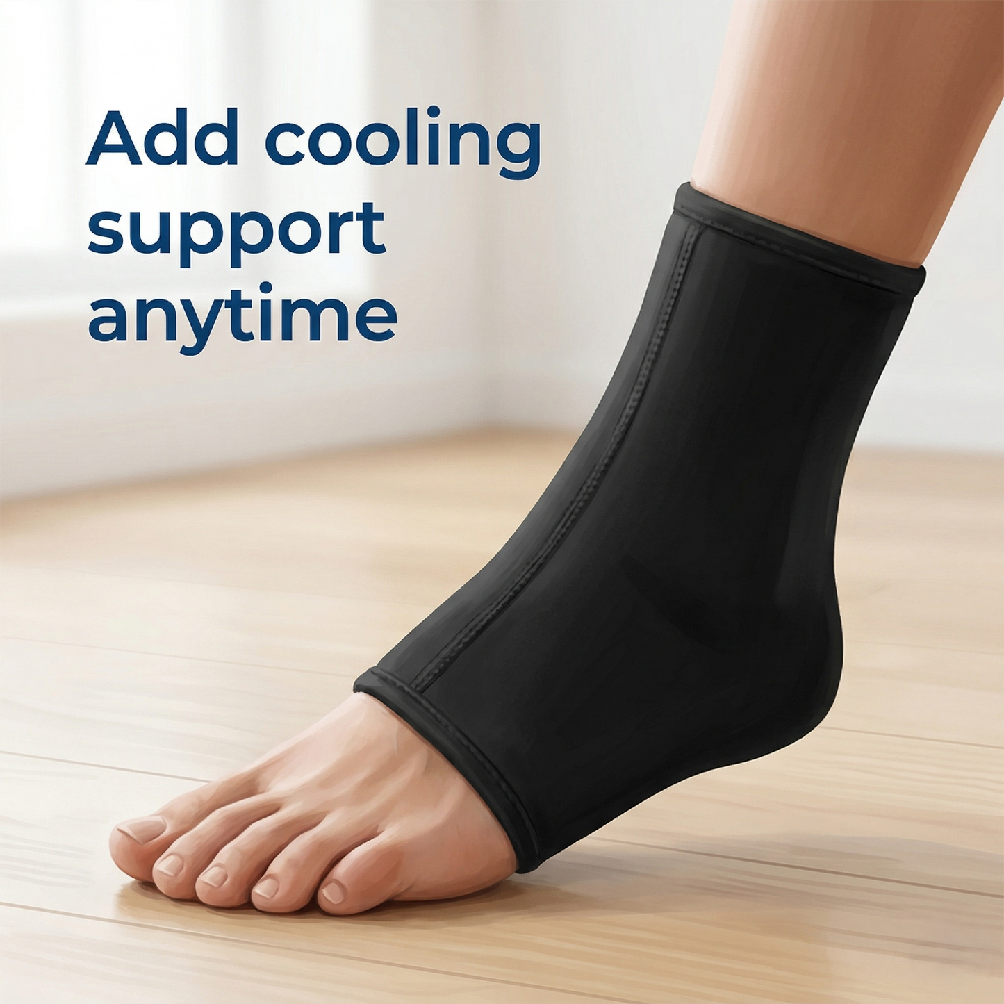 Cooling Compression Ankle Sleeve with Flexible Support & Reusable Gel Insert
