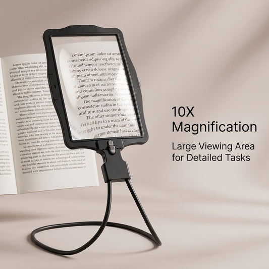 10X Hands-Free Magnifying Glass with 50 LEDs & Flexible Gooseneck
