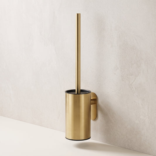 No-Drill Wall-Mounted Aluminum Toilet Brush with Removable Inner Cup